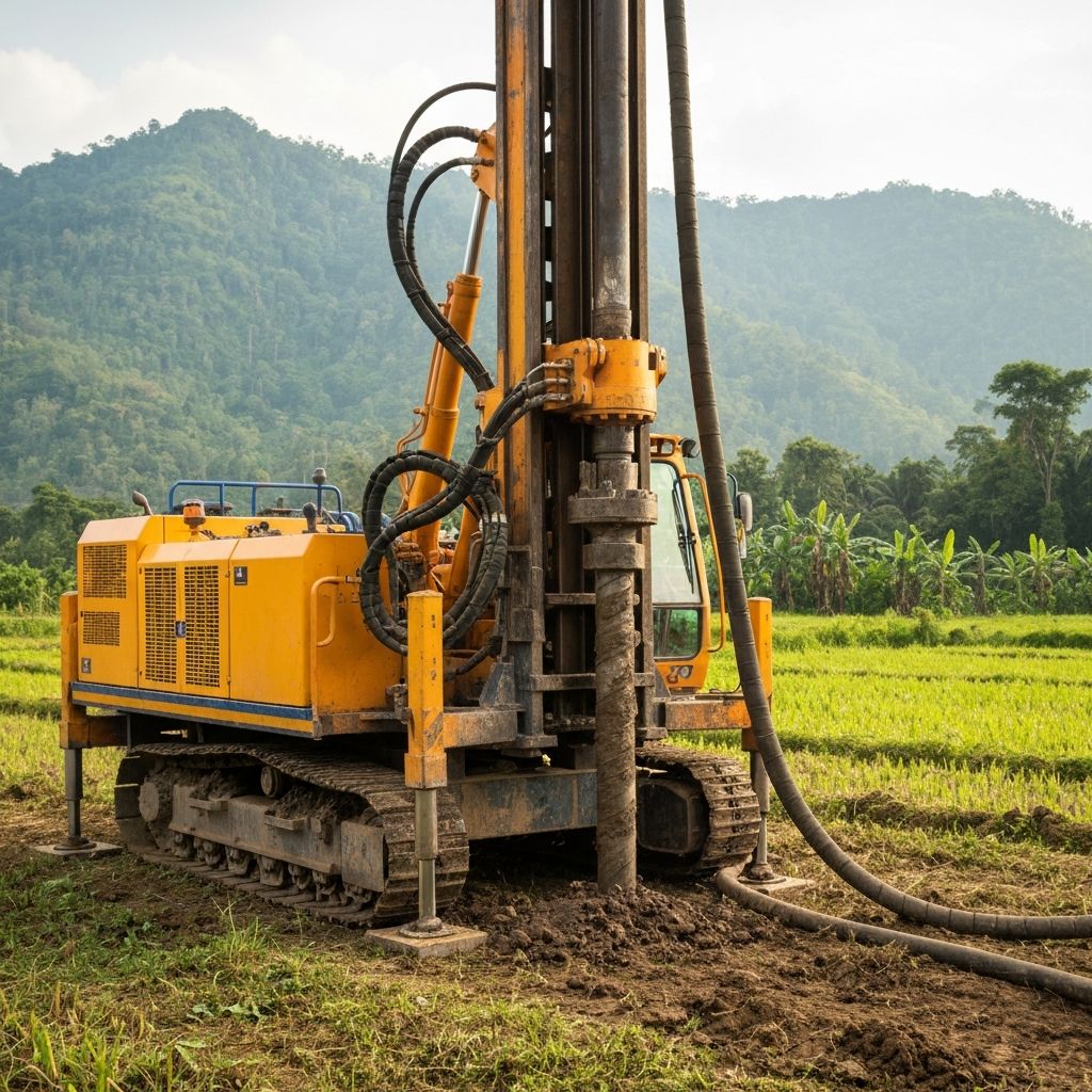 Mesin bor sumur di lapangan
